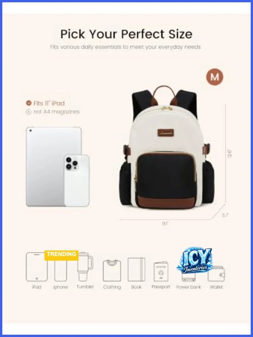 Water-Resistant Mini Backpack Purse with 40oz Tumbler Holder, Padded Straps &